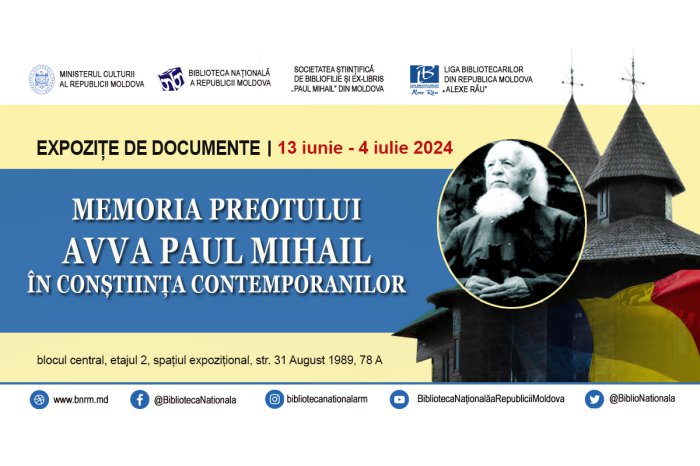 FOTO // Cărți vechi și documente inedite la expoziția dedicată memoriei teologului Avva Paul Mihail deschisă la Biblioteca Națională