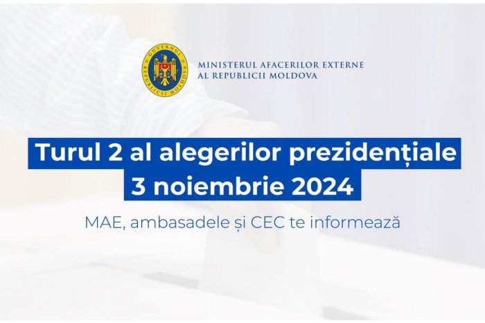 Moldovan Foreign Affairs Ministry says Diaspora citizens can vote at runoff election, even if they did not participate in first round of voting, with no need of preliminary registration 